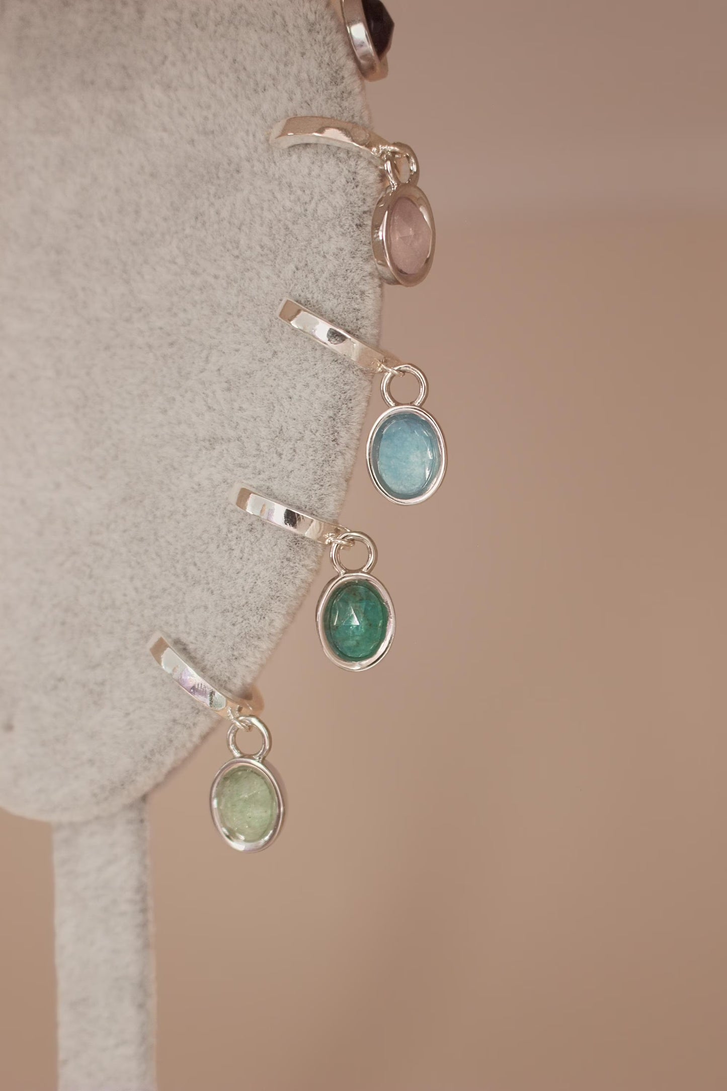 Gemstones Drop Earrings in 925 Sterling Silver ∙ Multifaceted Natural Dangling Gemstone Hoops