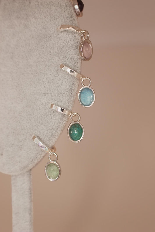 Gemstones Drop Earrings in 925 Sterling Silver ∙ Multifaceted Natural Dangling Gemstone Hoops