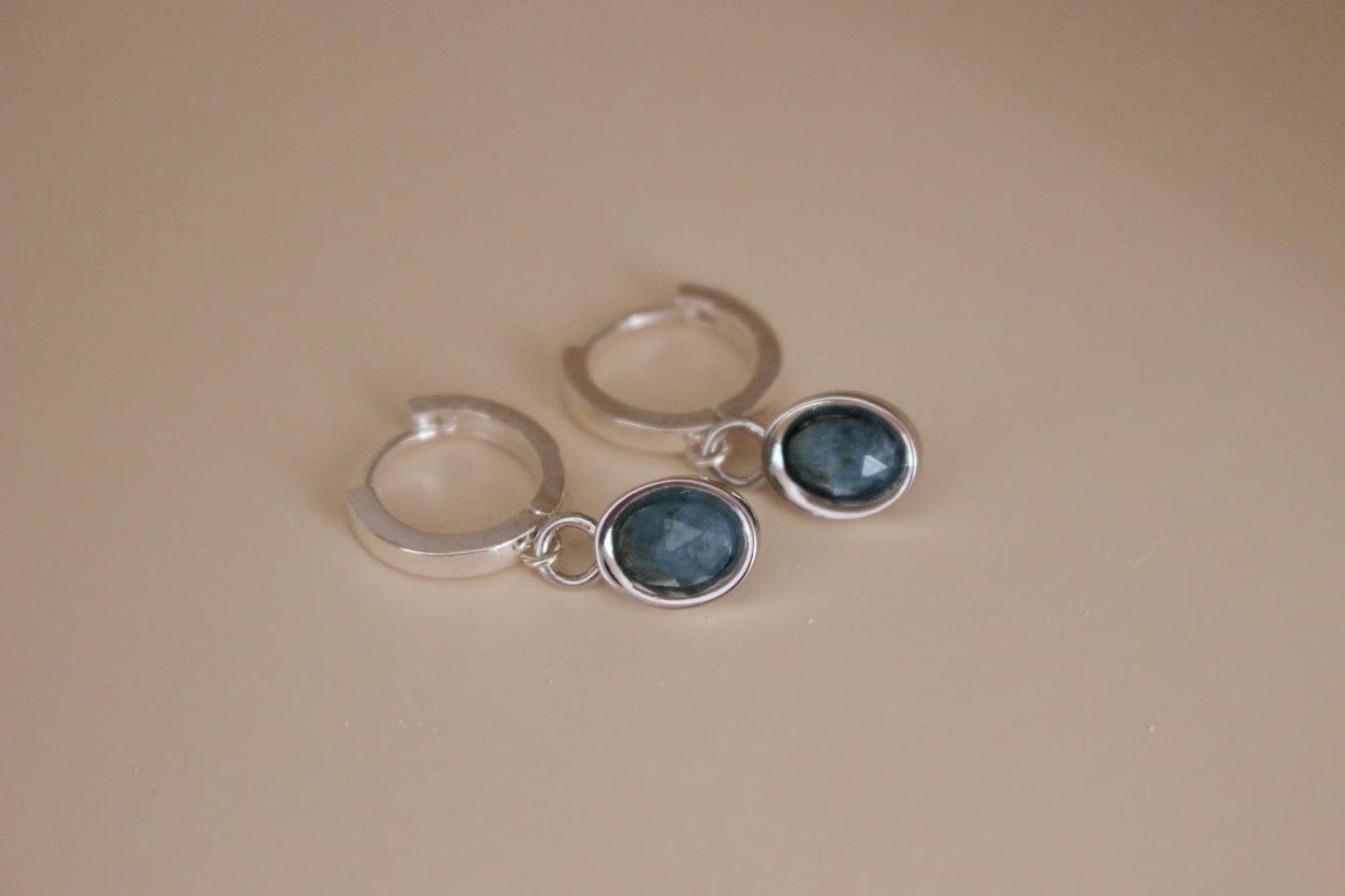 Gemstones Drop Earrings in 925 Sterling Silver ∙ Multifaceted Natural Dangling Gemstone Hoops