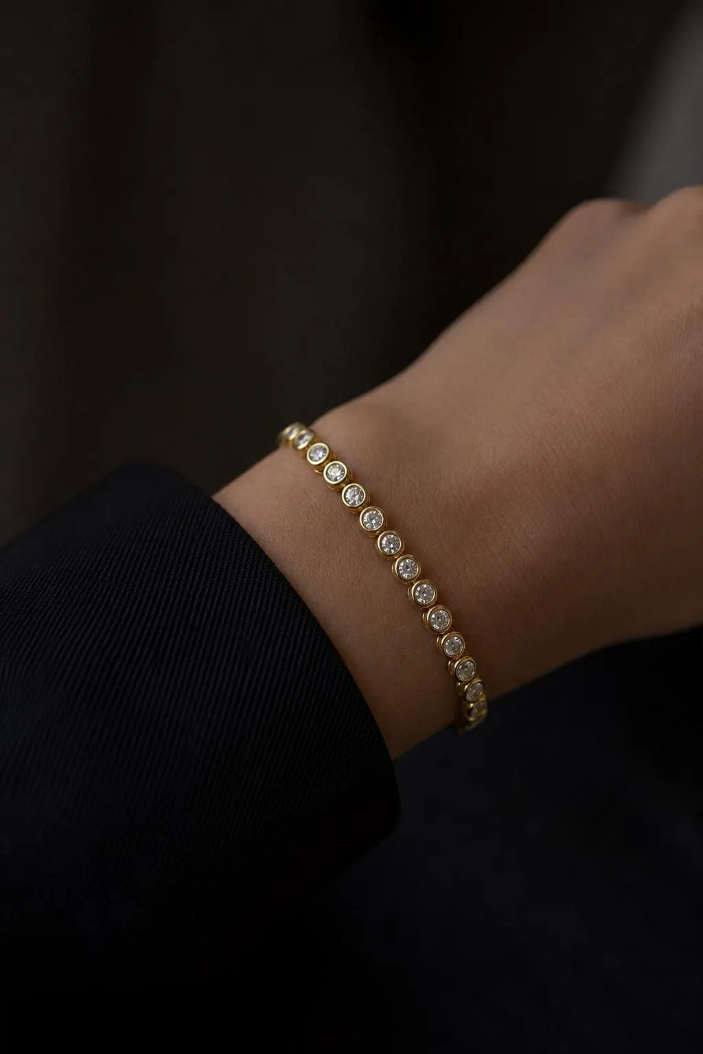 18k Gold Tennis Round Bracelet for Her · Diamond Bracelet · Bezel Tennis Bracelet