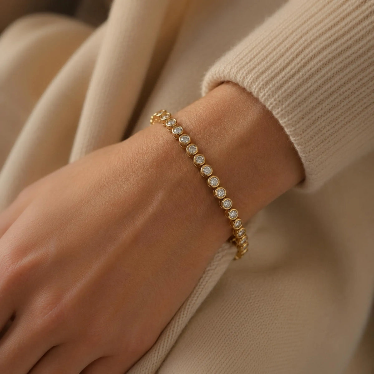 18k Gold Tennis Round Bracelet for Her · Diamond Bracelet · Bezel Tennis Bracelet