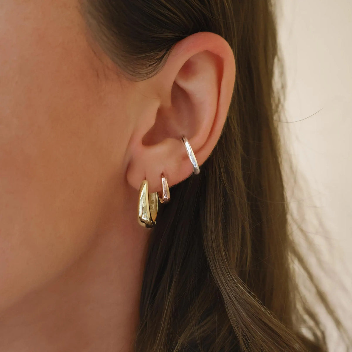 12mm Rose Gold Hoop Earrings · Sterling Silver Baby Huggies