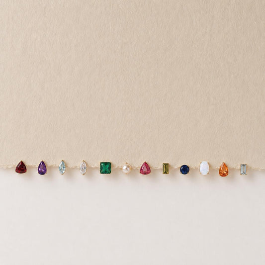 Tiny 18k Gold Studs Earrings AAAAA Zirconia · Birthstone Gemstones Earrings