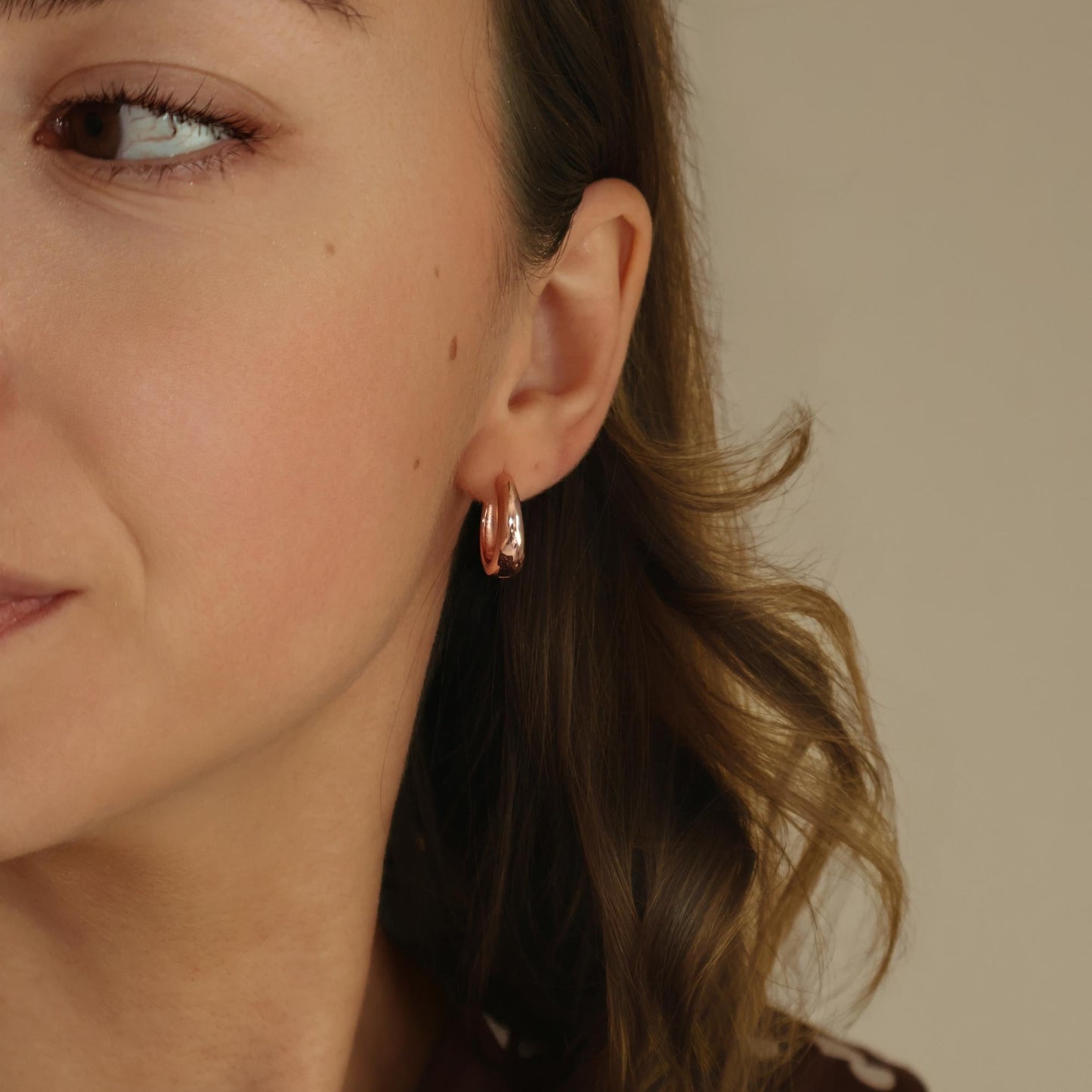 18mm Rose Gold Hoop Earrings · Thick 2.5 Micron Gold Plated Brass Hoops
