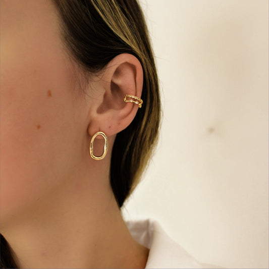 EDEN - 18K Gold Stud Earring ∙ Oval Loop Hoop