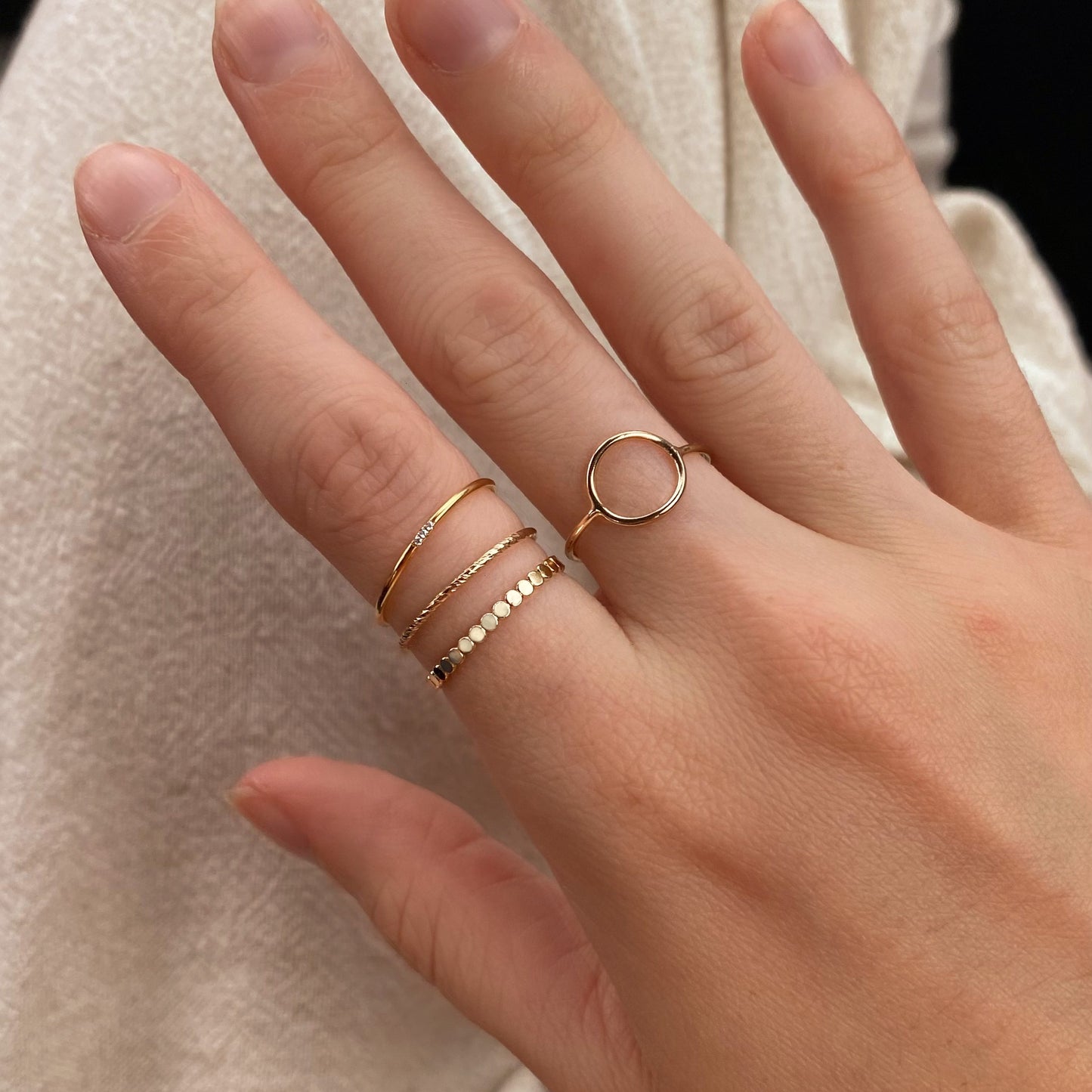 Thin Sparkling Ring in 14k Gold Filled ∙ Closed Ring ∙ Stacking Gold Ring ∙ Waterproof Ring ∙ Simple Minimalist Ring ∙ Twist Ring for Women