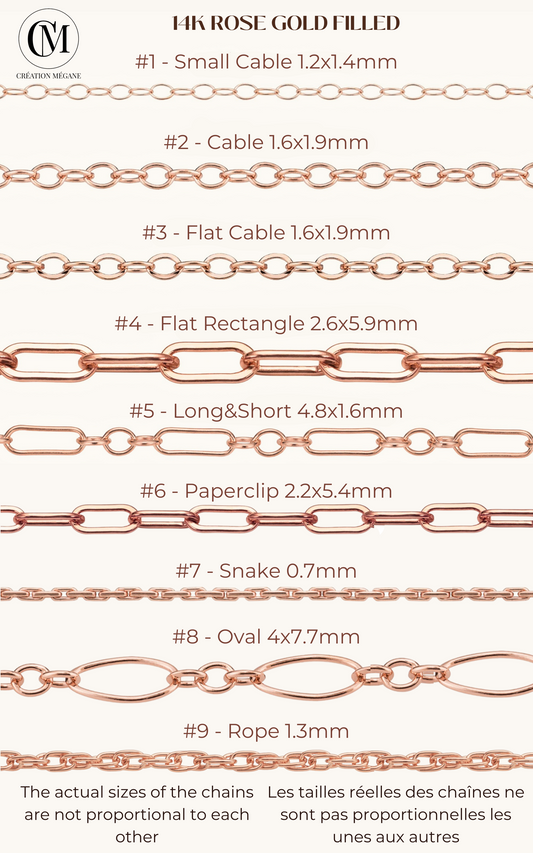 Bracelets Minimalistes en Or ROSE Rempli 14k  ∙ Chaînes Paperclip, Mailles, Cable, Serpentin ∙ Cadeau demoiselles d'honneurs