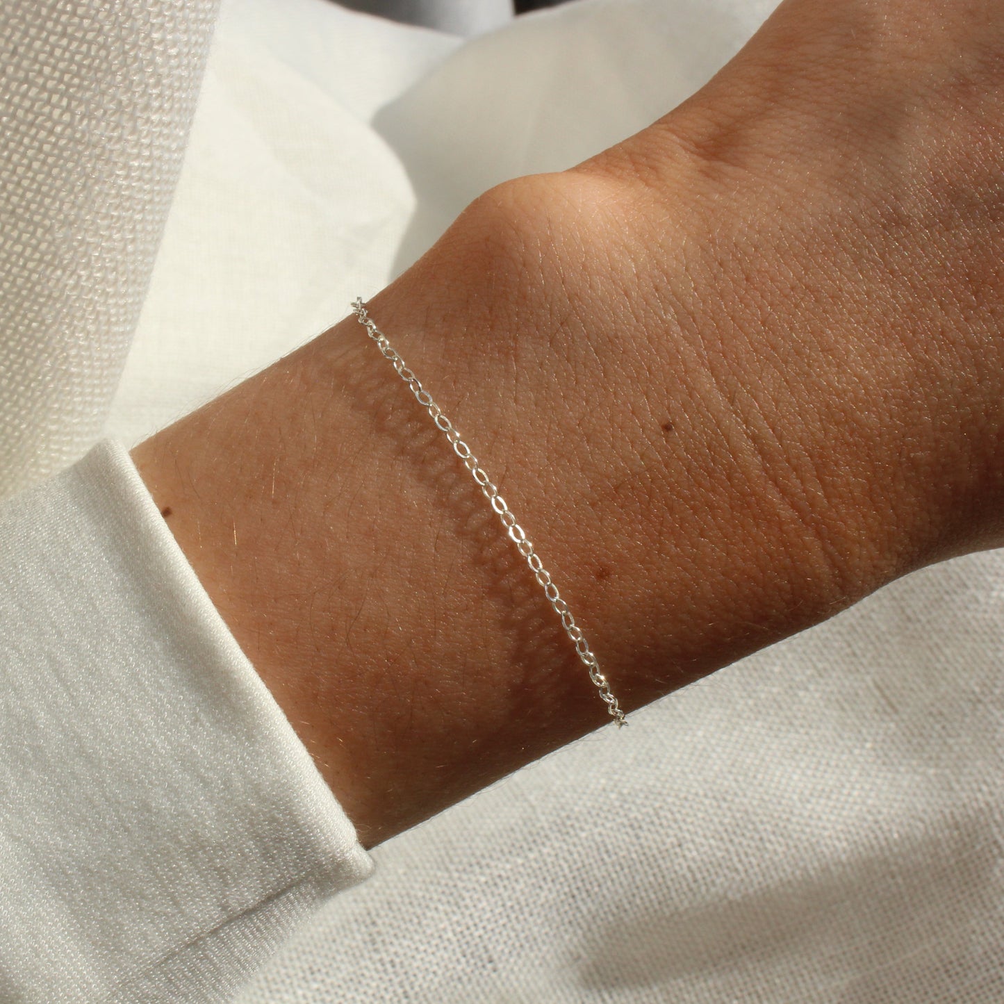 925 Sterling Silver Cable Bracelet ∙ Dainty Chain For Women ∙ Custom Length