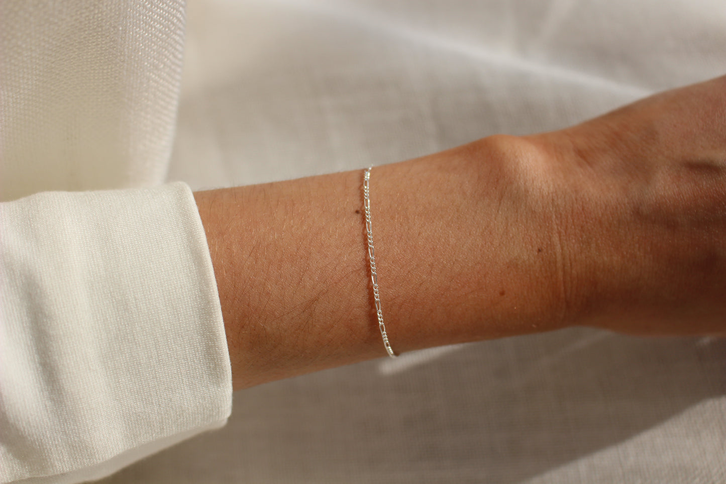 925 Sterling Silver Figaro Bracelet ∙ Dainty Bracelet For Women