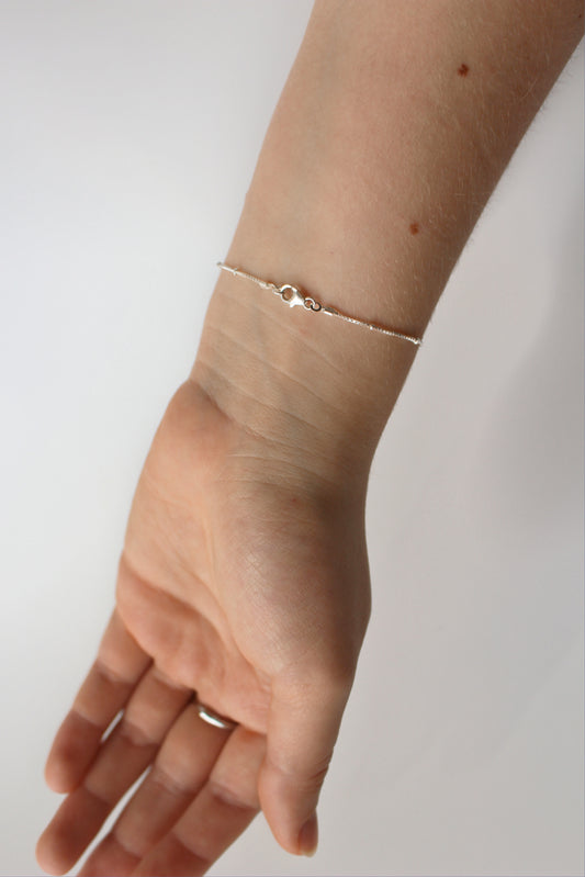 925 Sterling Silver Bracelet ∙ Dainty Satellite Chain ∙ Beaded Box Chain