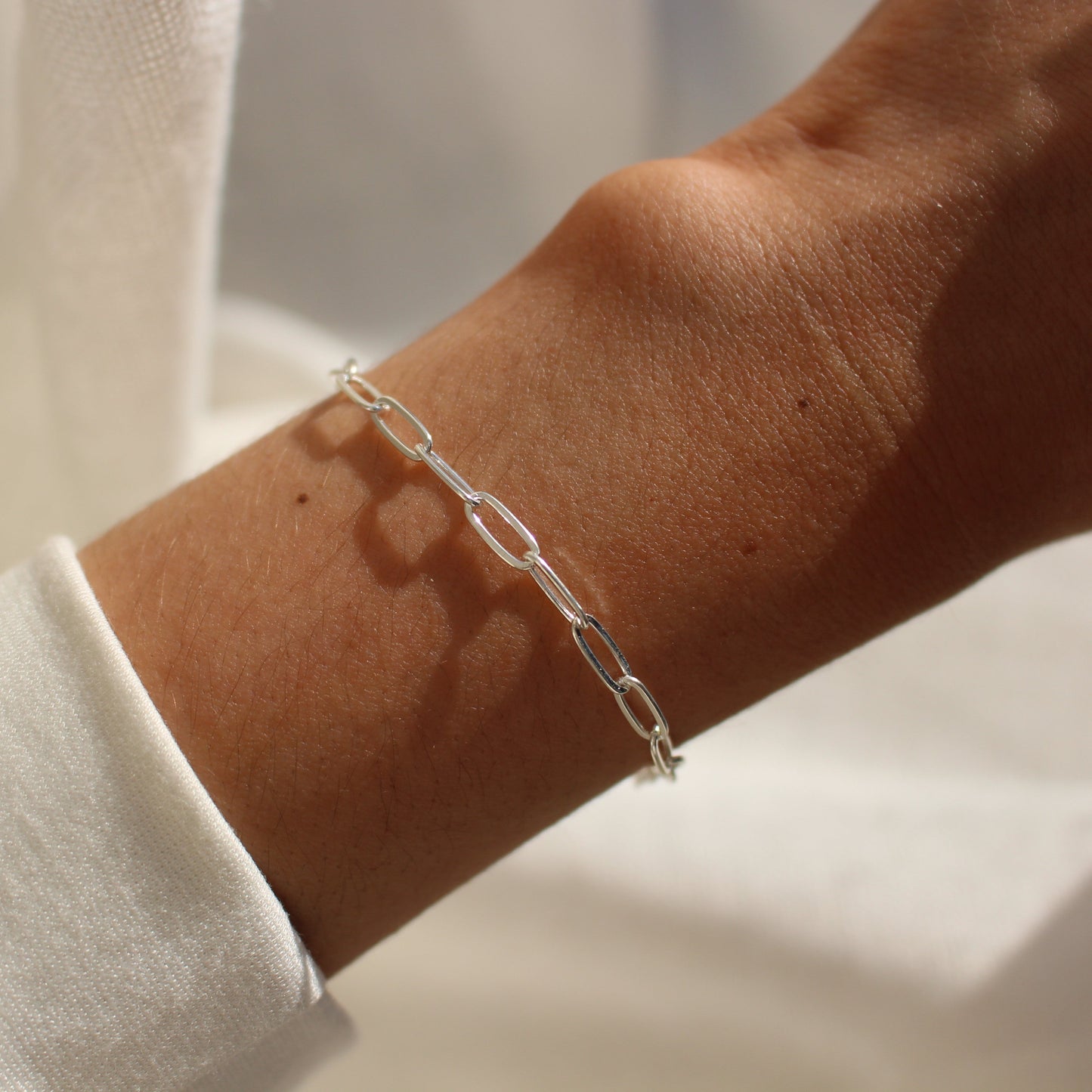 925 sterling silver Paperclip Bracelet ∙ Unisex Chunky Bracelet ∙ 3.3mm width ∙ Custom Length