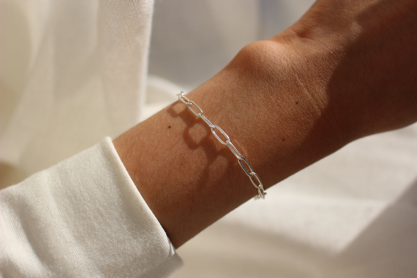 925 sterling silver Paperclip Bracelet ∙ Unisex Chunky Bracelet ∙ 3.3mm width ∙ Custom Length