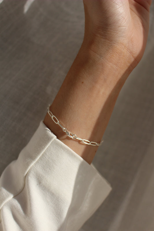 925 sterling silver Paperclip Bracelet ∙ Unisex Chunky Bracelet ∙ 3.3mm width ∙ Custom Length