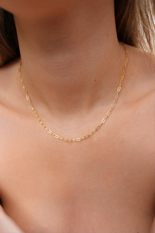 Waterproof ∙ 14k gold filled Paperclip Necklace ∙ Basic Thin Chain ∙