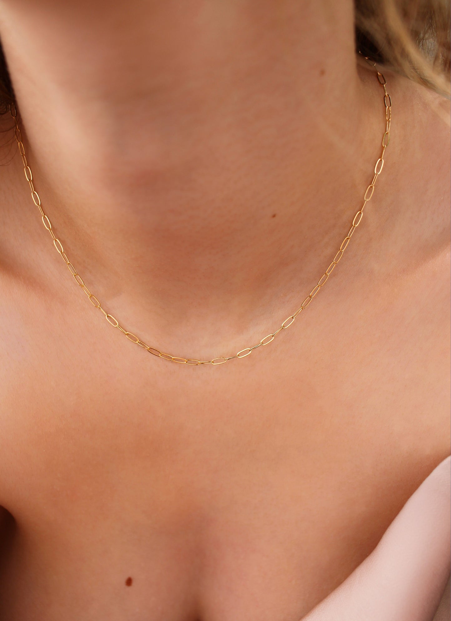 Waterproof ∙ 14k gold filled Paperclip Necklace ∙ Basic Thin Chain ∙