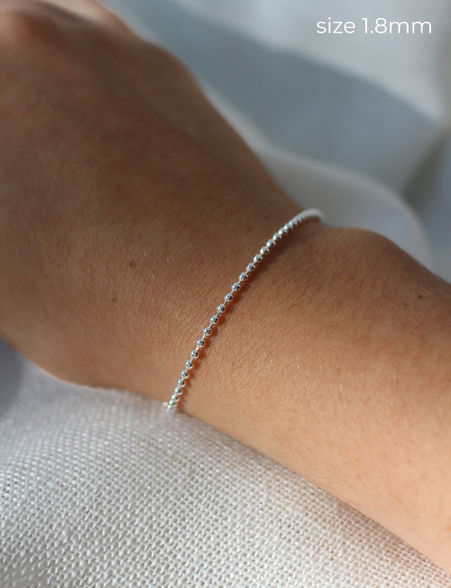 925 Sterling Silver Beaded Bracelet ∙ Dainty Ball Bracelet ∙1.2mm or 1.8mm