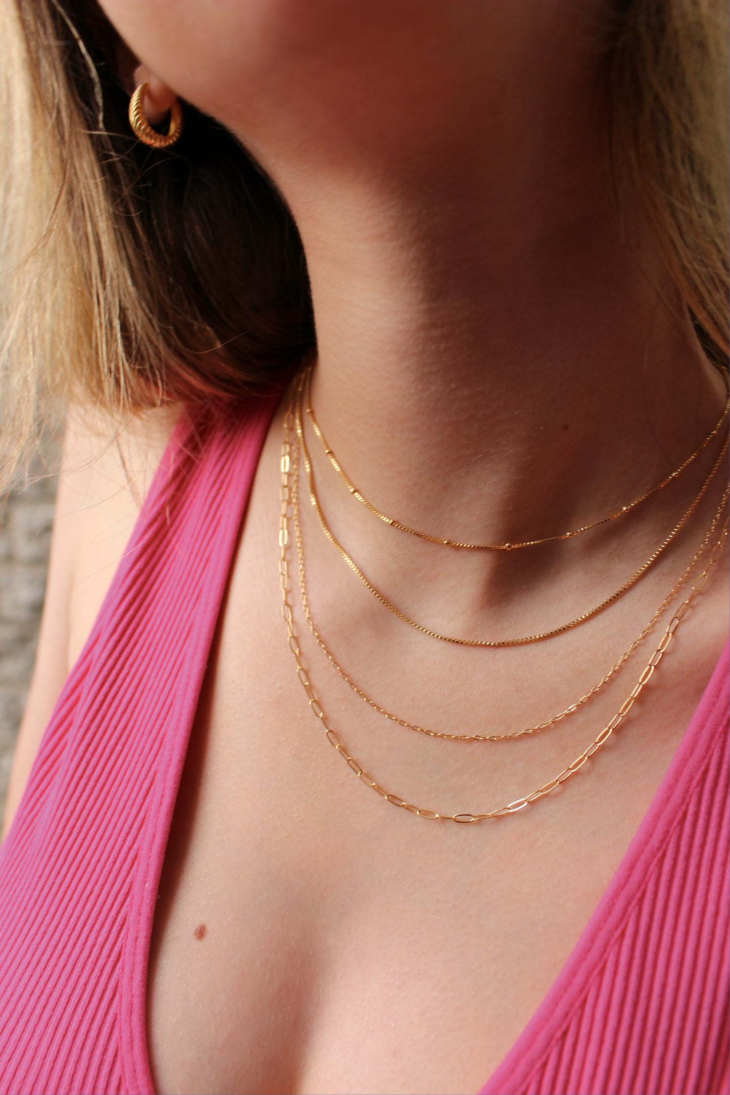 Waterproof ∙ 14k gold filled Paperclip Necklace ∙ Basic Thin Chain ∙