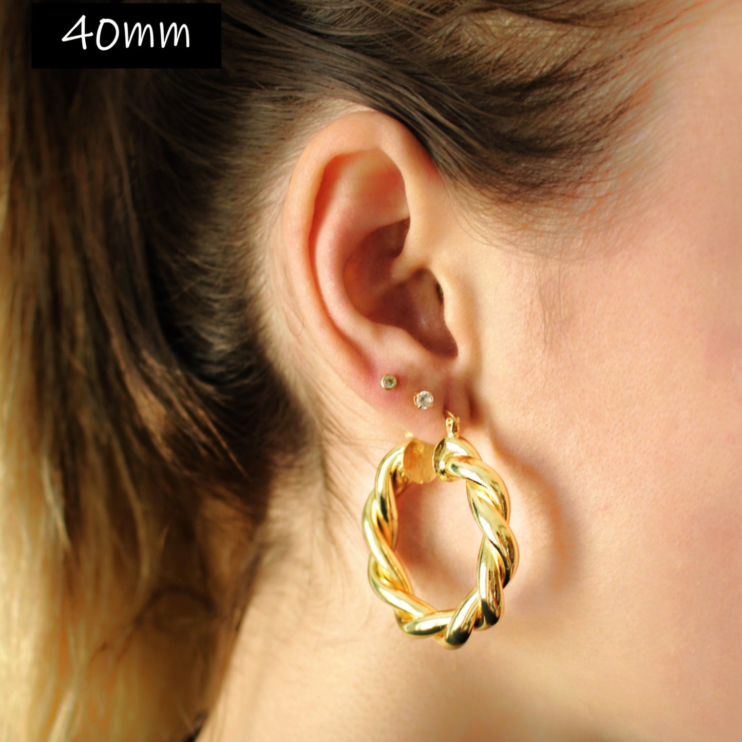 BROOKLYN - 3 sizes Gold Hoop Earrings in 14kt Gold · Bold chunky earrings · Twisted Gold Hoop Earrings · Durable Bold Hoops