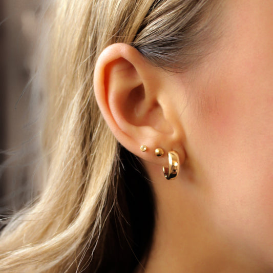 Timeless 14mm · Chunky Small 14kt Gold Hoops Earrings · Minimalist Creoles