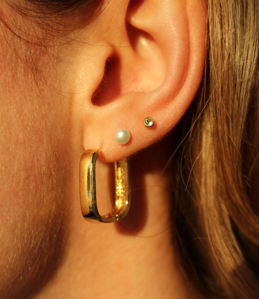 Thick 18k gold Vermeil hoops earrings ∙ Oval hoop earrings ∙ 1 pair ∙ 18k gold earrings ∙ Long lasting earrings ∙ Lightweight ∙ Waterproof
