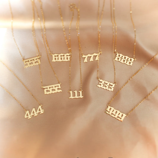 Silver Or Gold - No Fade Angelic Number Necklace In Gold Filled ∙ 111 222 333 444 555 666 777 888 999 ∙ Lucky Number Necklace ∙ Meaningful Angelic Necklace