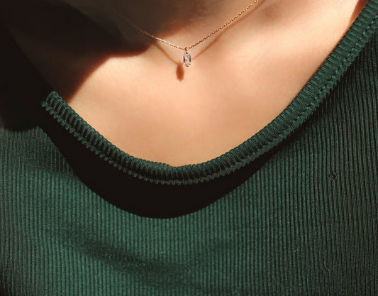 Minimalist zircon necklace in 14K Gold Fill Dainty Necklace | Blue pink clear Green Zircon Pave Layer Necklace Pendant