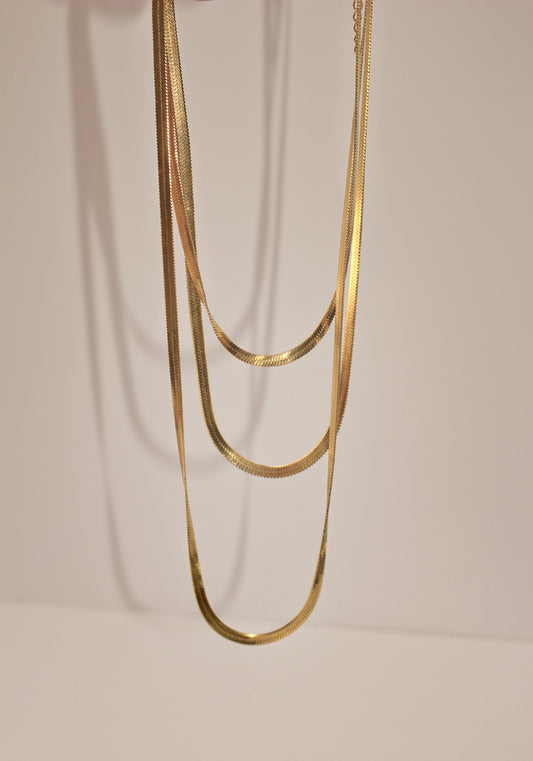 Gold Large Herringbone Necklace ∙ 4mm ∙ Layering necklace in stainless steel