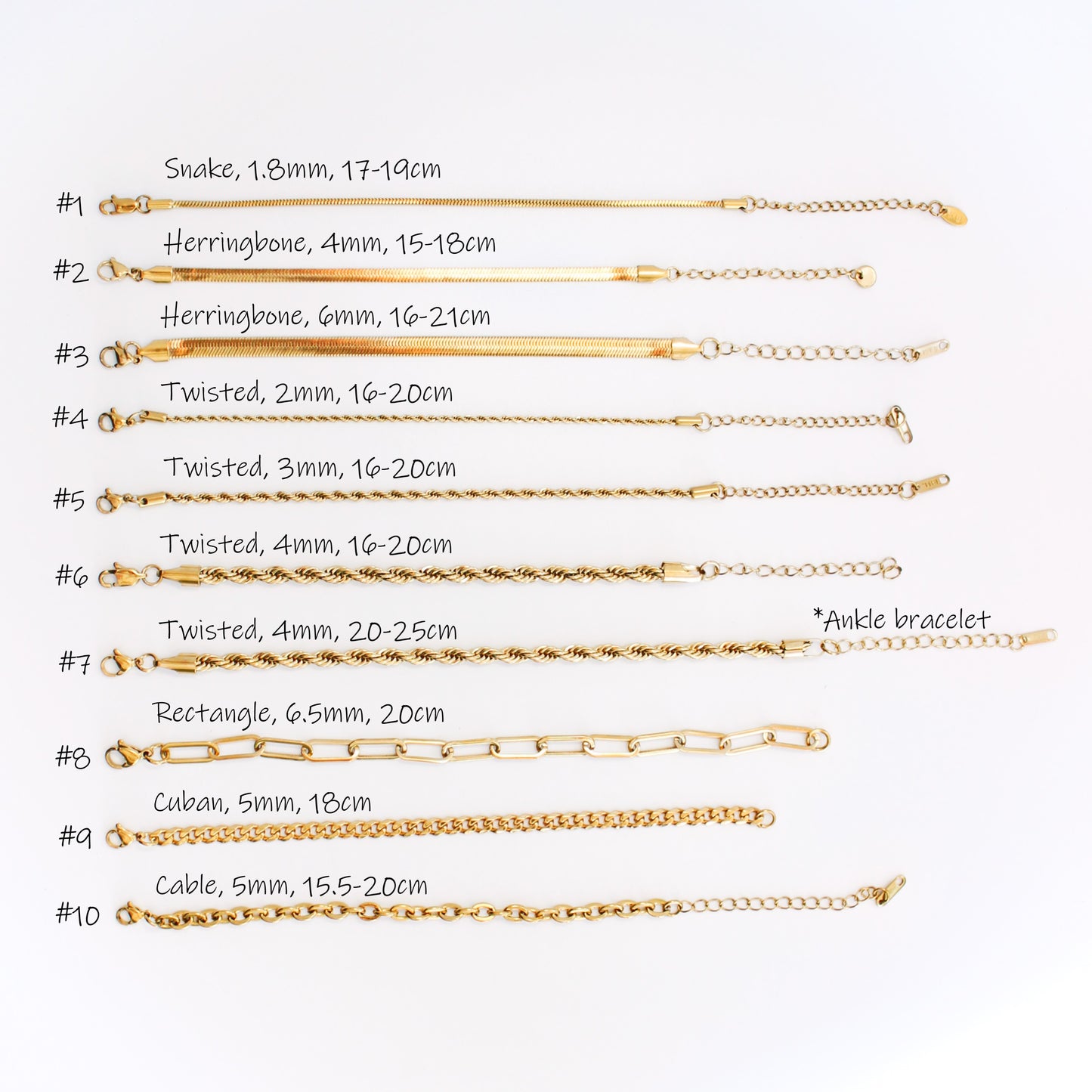 10 styles de bracelet Chunky gold en acier inoxydable