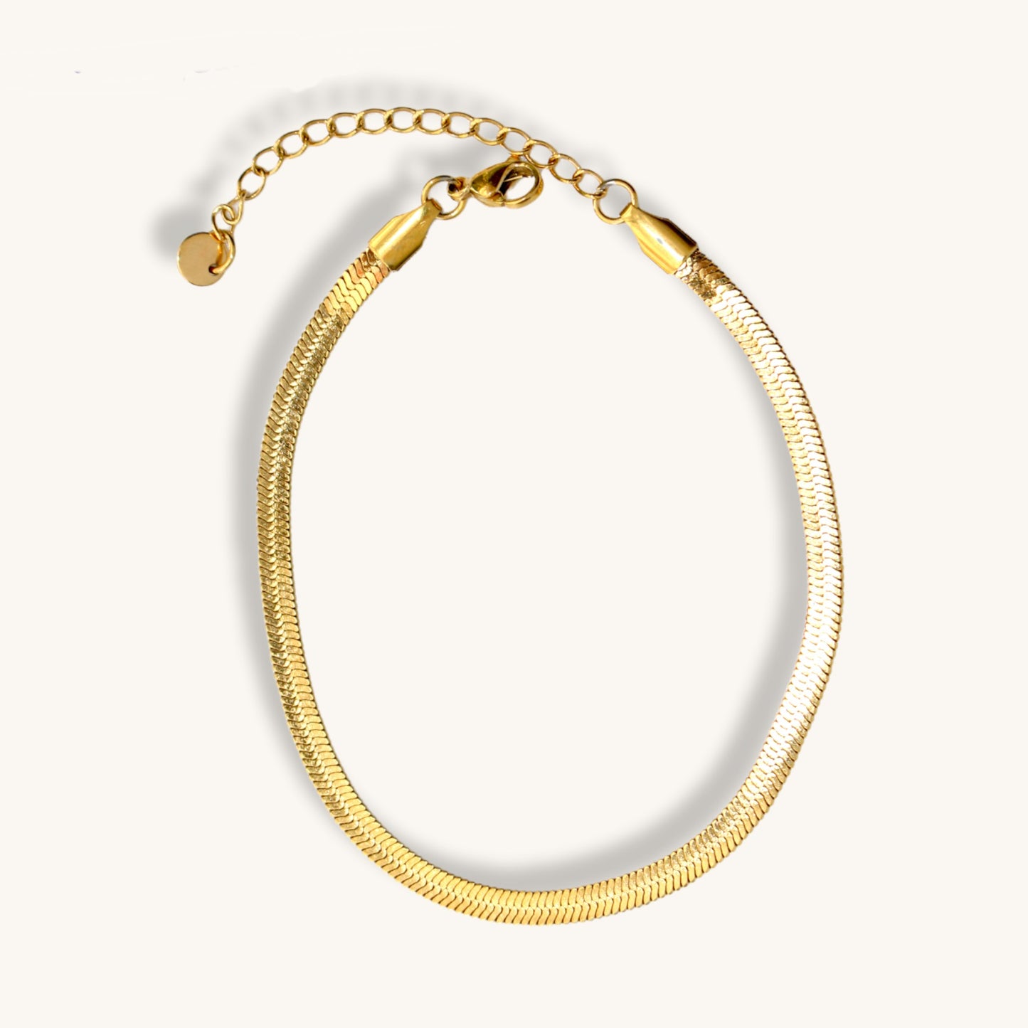 Gold Herringbone Ankle bracelet | Anti Tarnish | 4mm