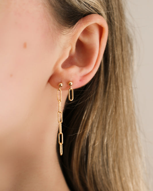 Genuine 14k Gold Filled Earrings ∙ Pendant rectangle rings stud ∙ Birthday Gift ∙ Minimalist jewel ∙ Bridesmaid gift ∙ Cute dainty