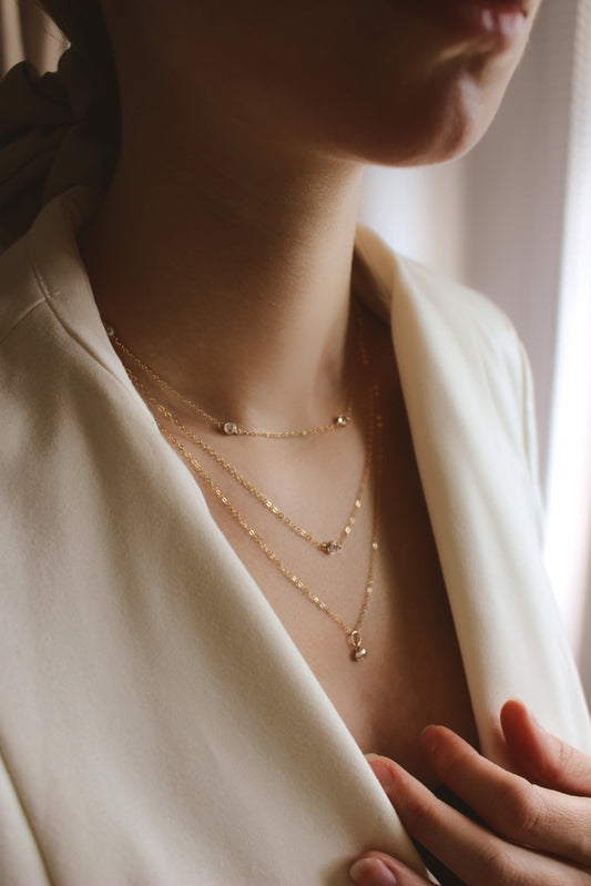 MILAN - 14K Gold Filled Dainty Zircon Necklace Coin