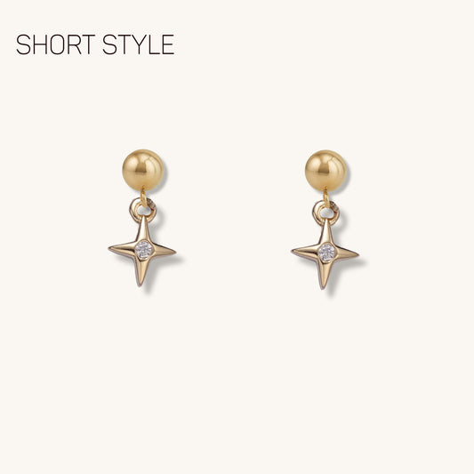 Boucles d'oreilles à tige remplies d'or véritable 14 carats | Boucles d'Oreilles Pendantes Étoiles Célestes