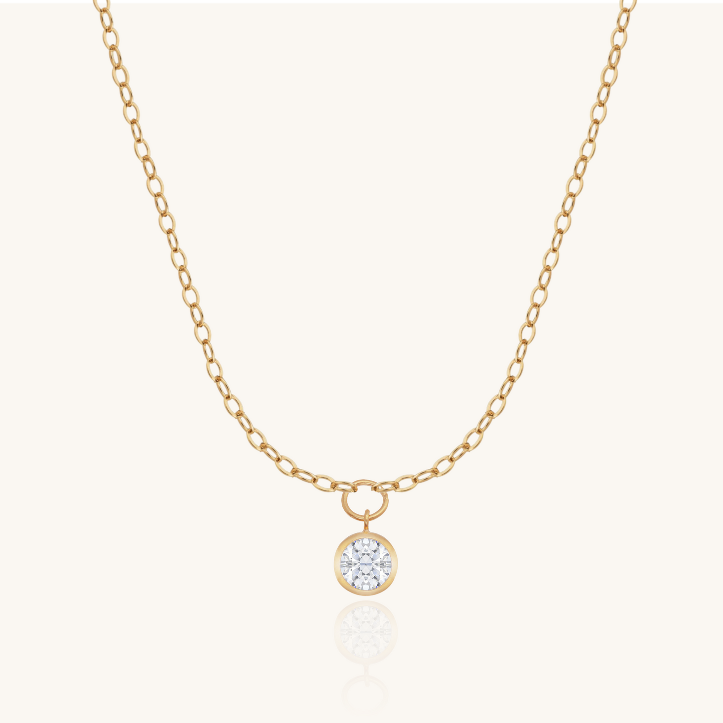 14K Gold Filled Drop Round Zircon Necklace ∙ Dainty Clear Cubic Zirconia Pendant