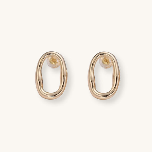 EDEN - 18K Gold Stud Earring | Oval Loop Hoop