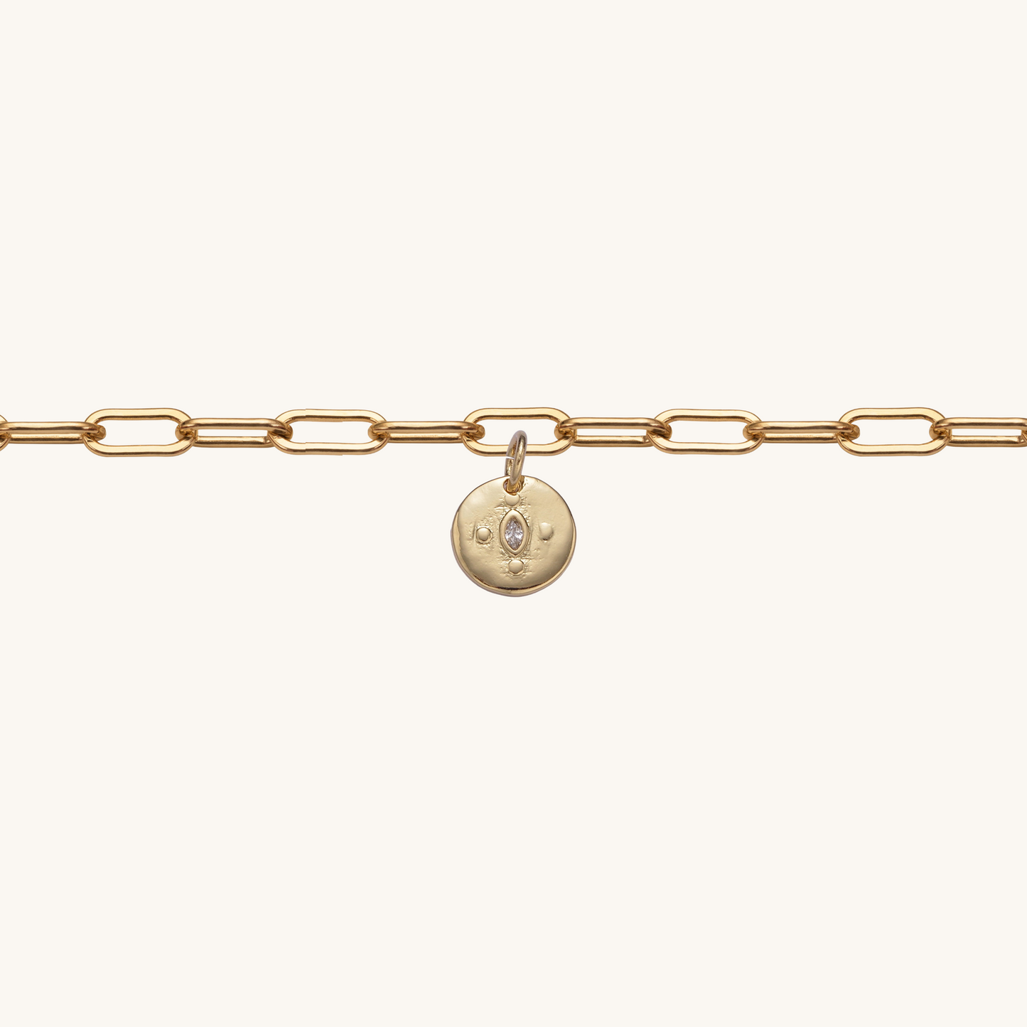 OELLA 14k Gold Filled Paperclip Bracelet With Clear Eye CZ
