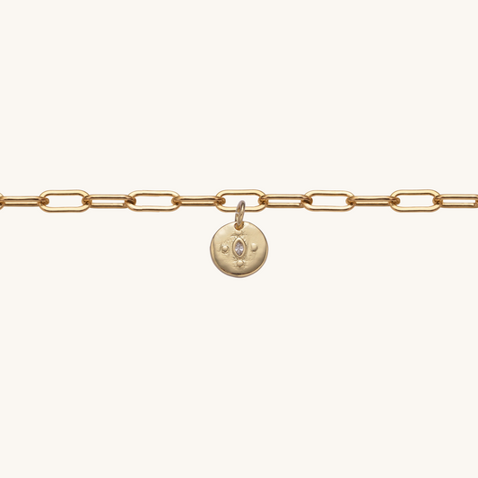 OELLA 14k Gold Filled Paperclip Bracelet With Clear Eye CZ