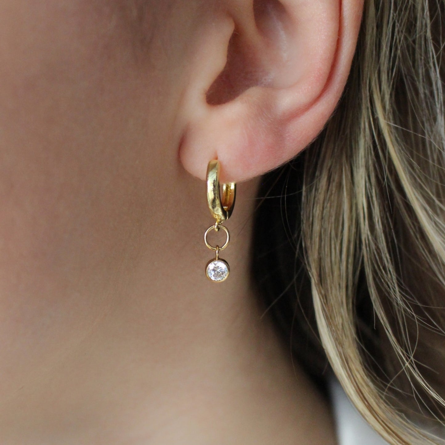 VERA - Earrings Dangling Huggies ∙ Sparkling Zircon 4mm ∙ Gift For Women