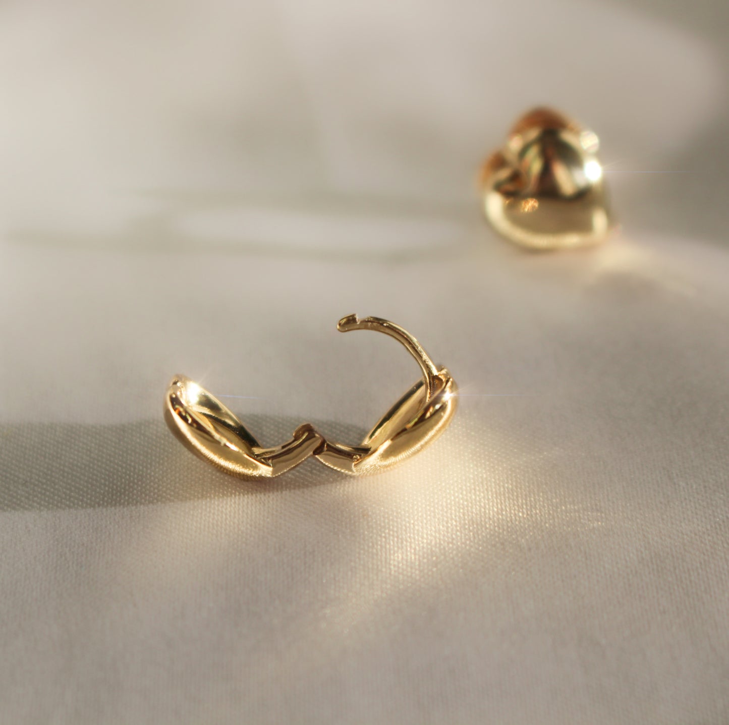 ADORE- Sparkling 14K Gold Tiny Hoop Heart Earrings Studs For Valentine · 12mm · Dainty Simple Huggies · Lightweight · Gold Earrings