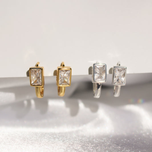 ADALINE - CZ Square Creole Earrings