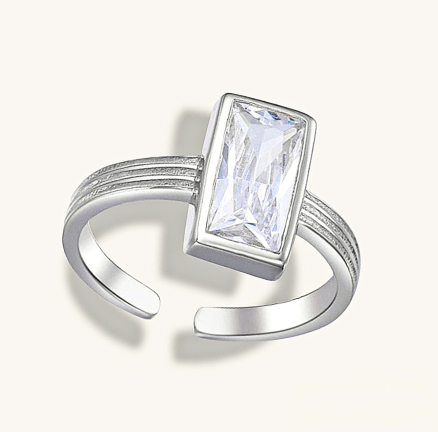 DARCY - 925 Sterling Silver or Gold Elegant Open Baguette Ring For Women