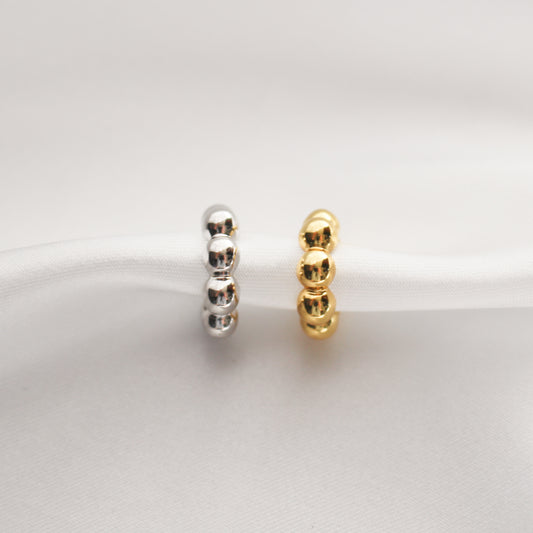 BOBA - Beaded Earcuff in 925 Sterling Silver or Gold ∙ Ball Shape Earrings
