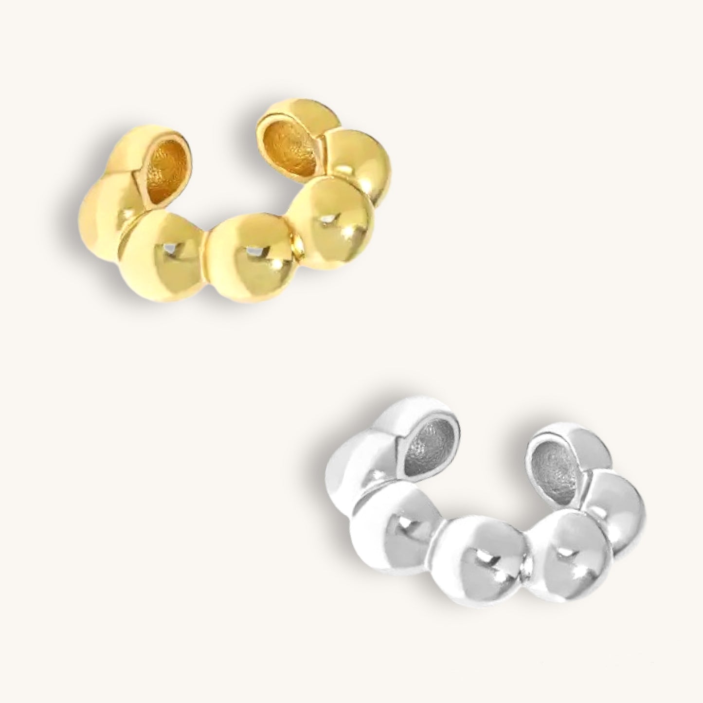 BOBA - Beaded Earcuff in 925 Sterling Silver or Gold ∙ Ball Shape Earrings