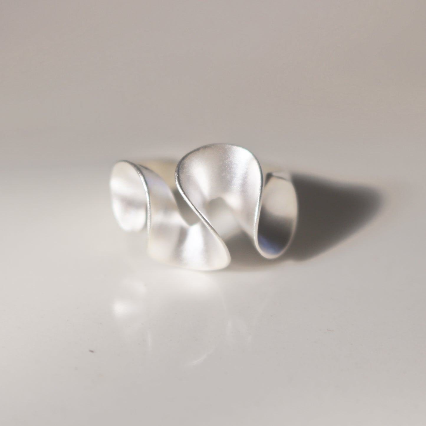 Solid 925 Sterling Silver Adjustable Ring | Minimalist Ribbon Spiral Twist Ring