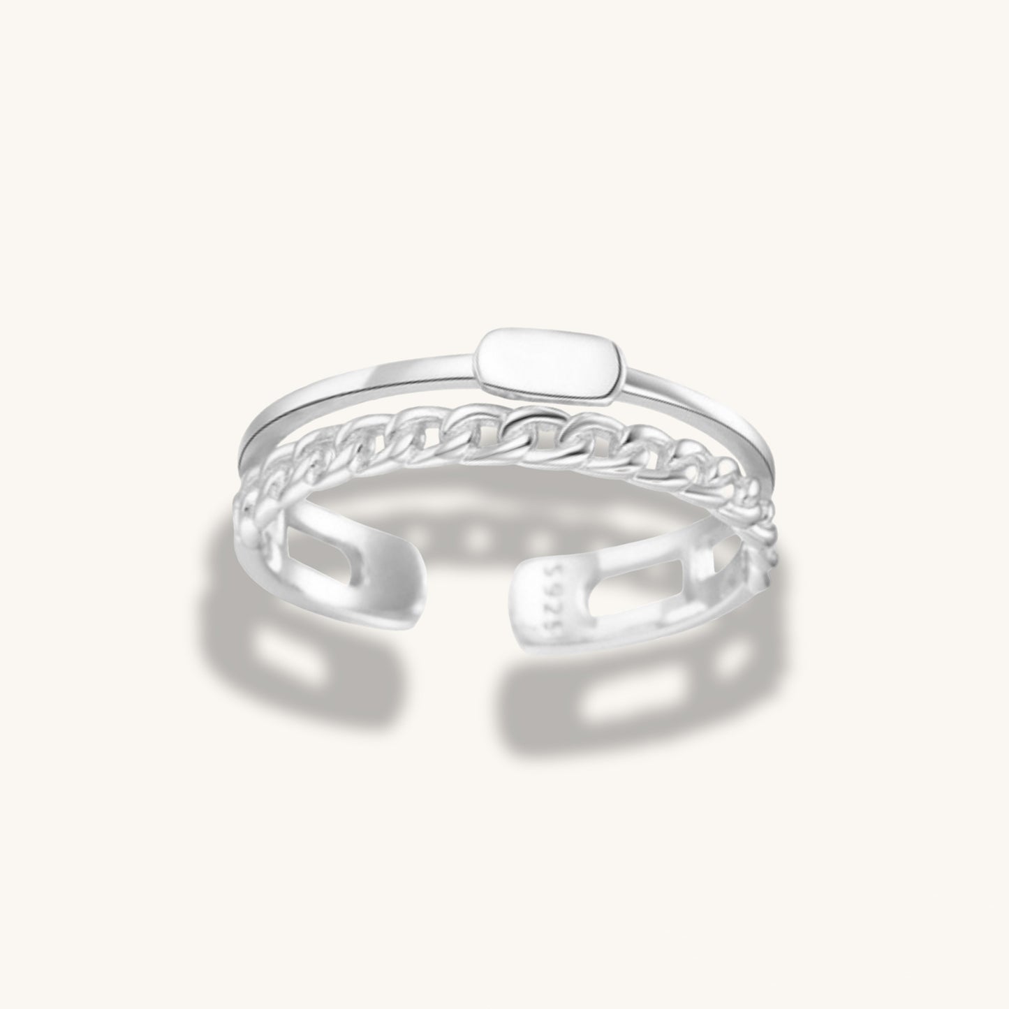 18K, 925 Sterling Silver Double Layer Rings