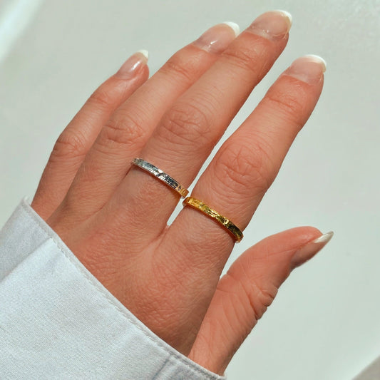Simple Sterling Silver Or Gold Hammered Band Ring