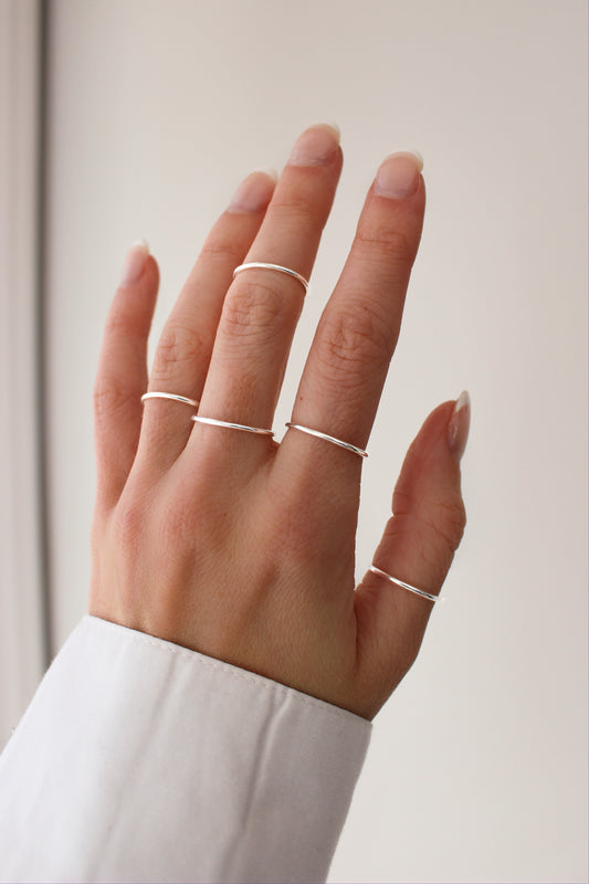Pure Silvery and Shiny Minimalist Ring | Sterling Silver Layering Rings