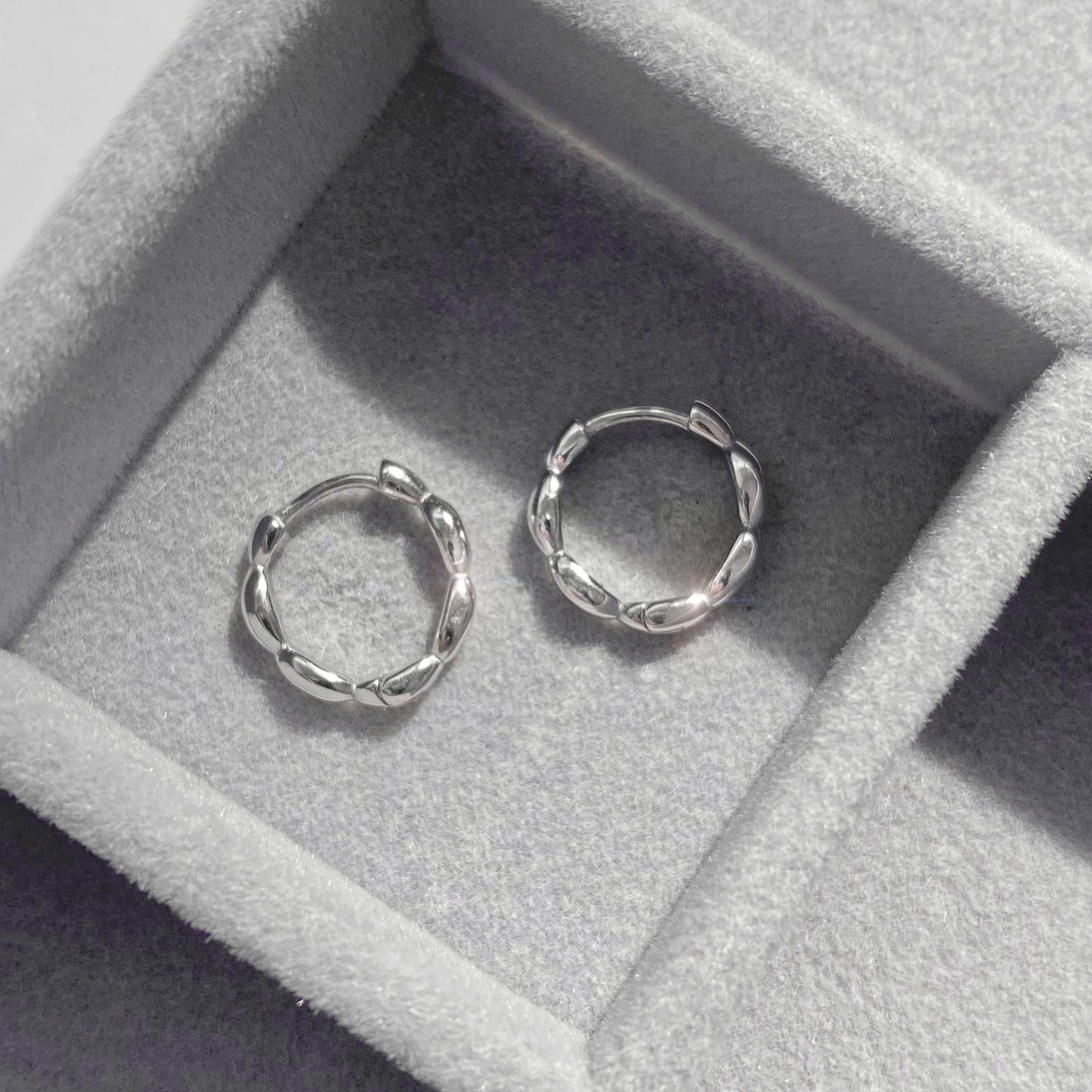BEADIRI - Boucles d'oreilles créoles en perles de riz en argent sterling S925