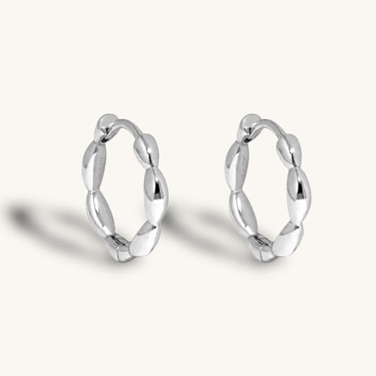 BEADIRI - 925 Sterling Silver Rice Beads Hoop Earrings