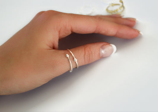 Stress Relief Fidget Ring ∙ Adjustable Twist Beaded Ring in 925 Sterling Silver or 18K Gold