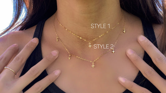 Collier étoile du Nord rempli d'or 14 carats | Belle chaîne en or tour de cou céleste pour femme | Ensemble de colliers pendants superposés minimalistes délicats